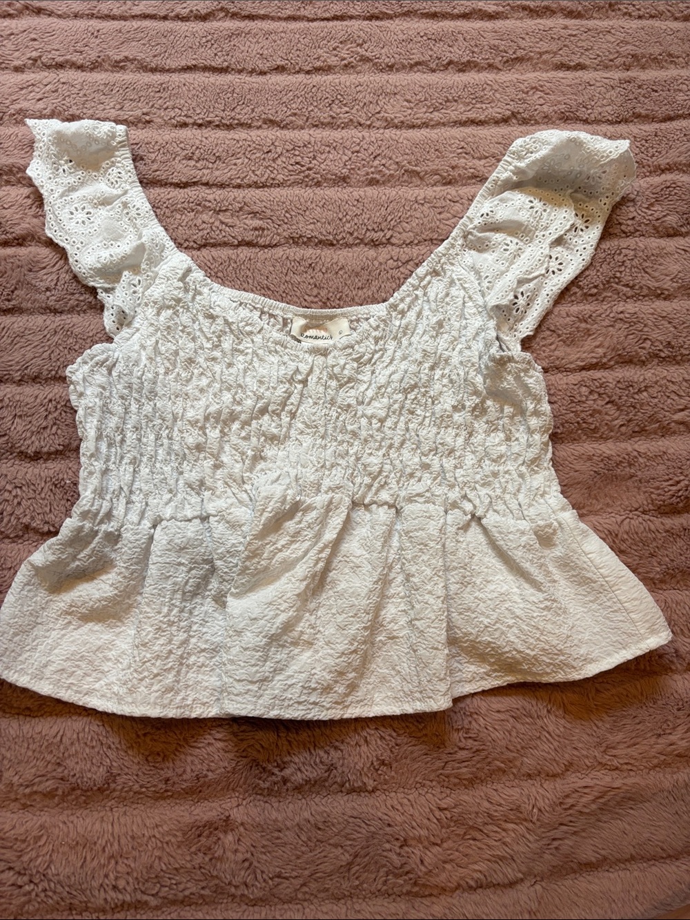 boutique white summery flowy tank (size L)